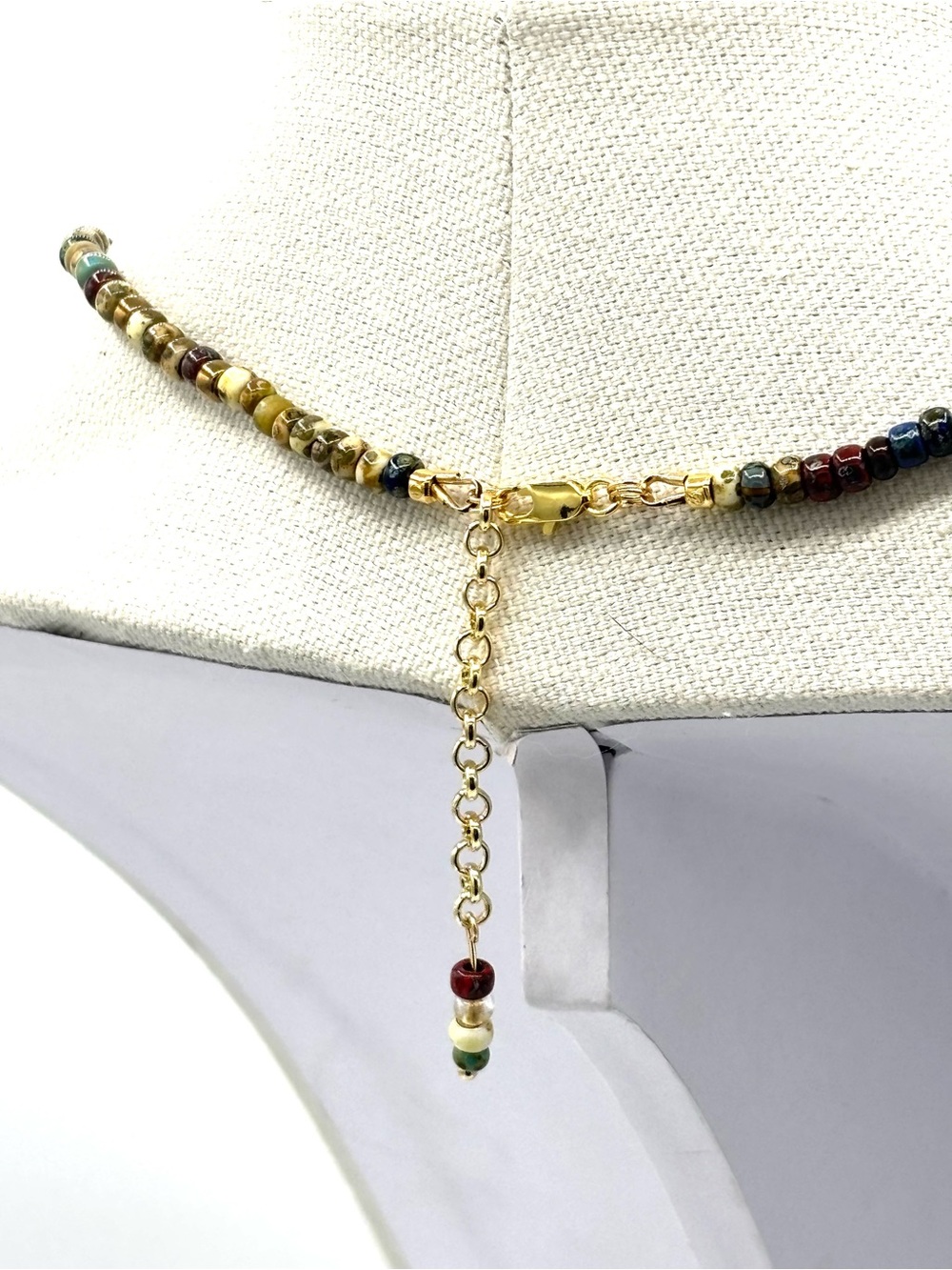 Multicolor Beaded Ring Holder Necklace with Copper Wire Pendant - Picture 5 of 7